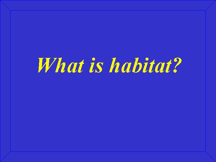 What is habitat? 