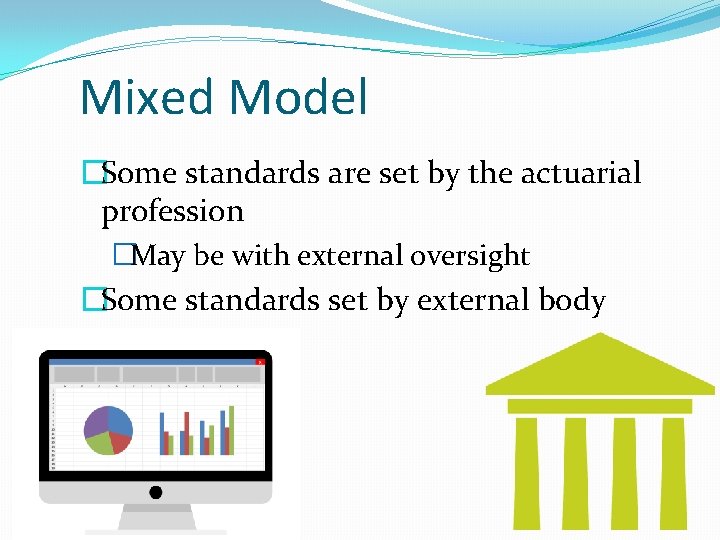 Mixed Model �Some standards are set by the actuarial profession �May be with external