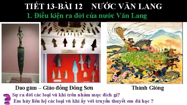 TIẾT 13 -BÀI 12 NƯỚC VĂN LANG 1. Điều kiện ra đời của nước