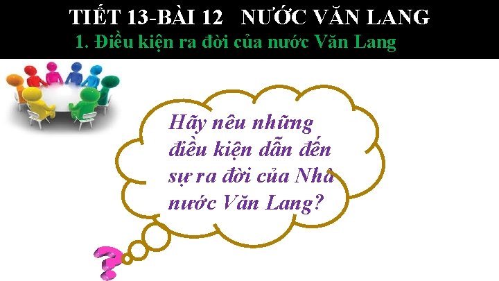 TIẾT 13 -BÀI 12 NƯỚC VĂN LANG 1. Điều kiện ra đời của nước