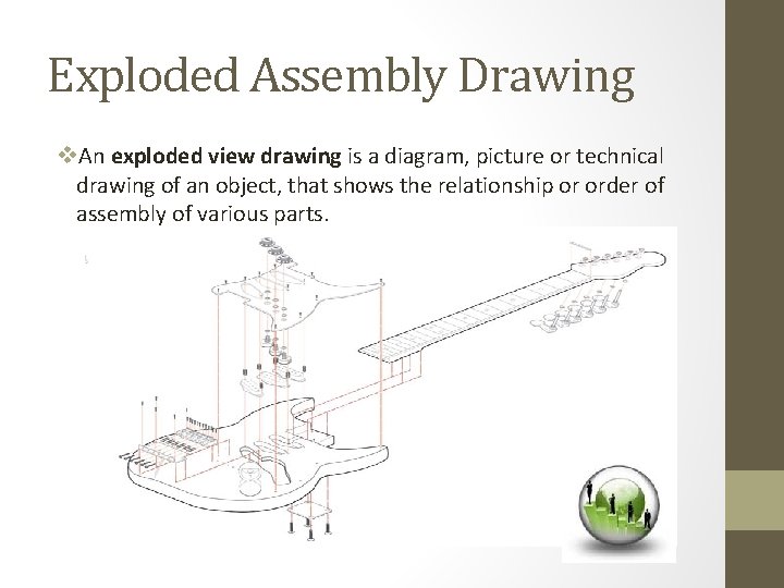 Exploded Assembly Drawing v. An exploded view drawing is a diagram, picture or technical