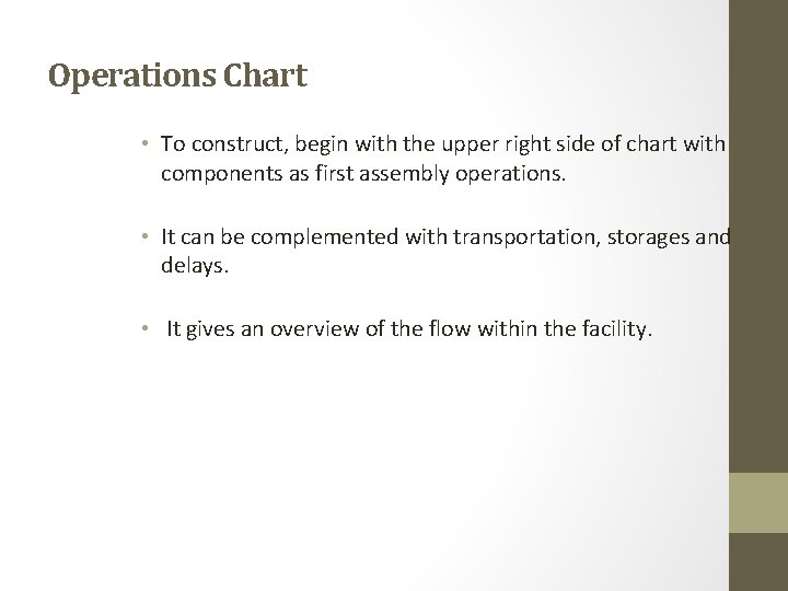 Operations Chart • To construct, begin with the upper right side of chart with