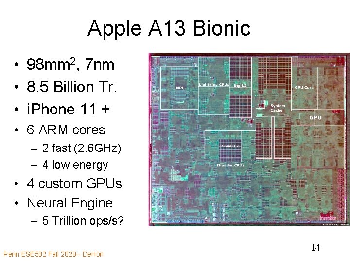 Apple A 13 Bionic • 98 mm 2, 7 nm • 8. 5 Billion