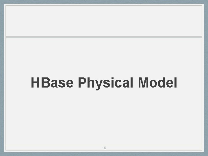 HBase Physical Model 16 