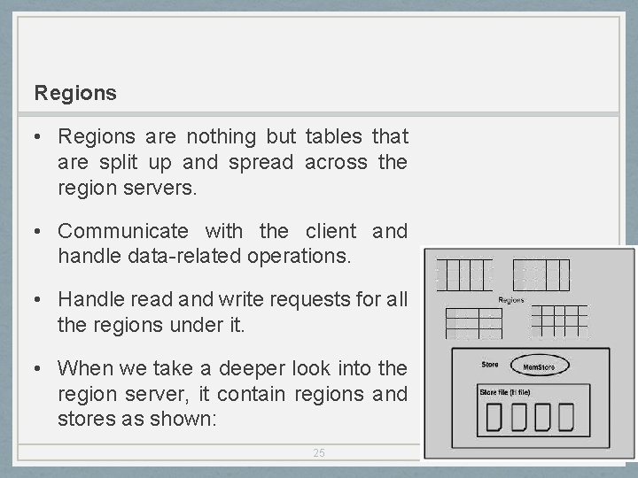Regions • Regions are nothing but tables that are split up and spread across
