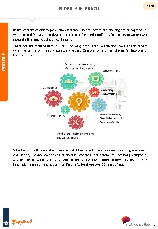 ELDERLY IN BRAZIL Index PROFILE In the context of elderly population increase, several actors
