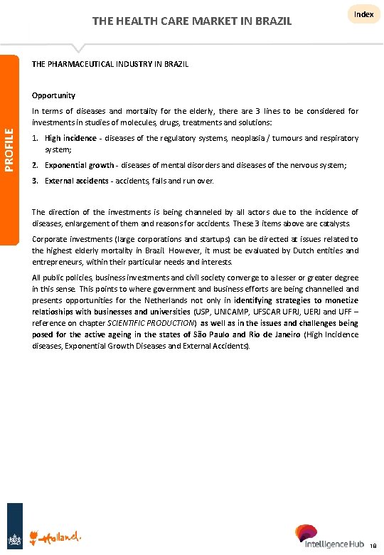 THE HEALTH CARE MARKET IN BRAZIL Index THE PHARMACEUTICAL INDUSTRY IN BRAZIL Opportunity PROFILE