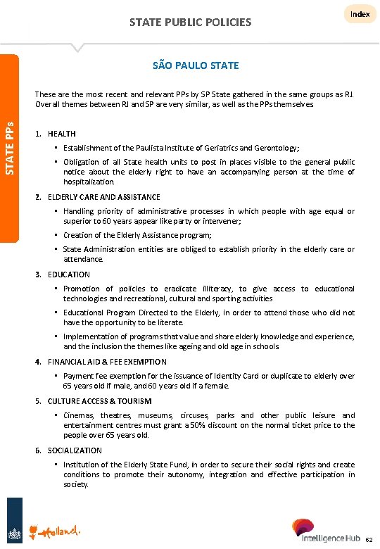 STATE PUBLIC POLICIES Index SÃO PAULO STATE PPs These are the most recent and