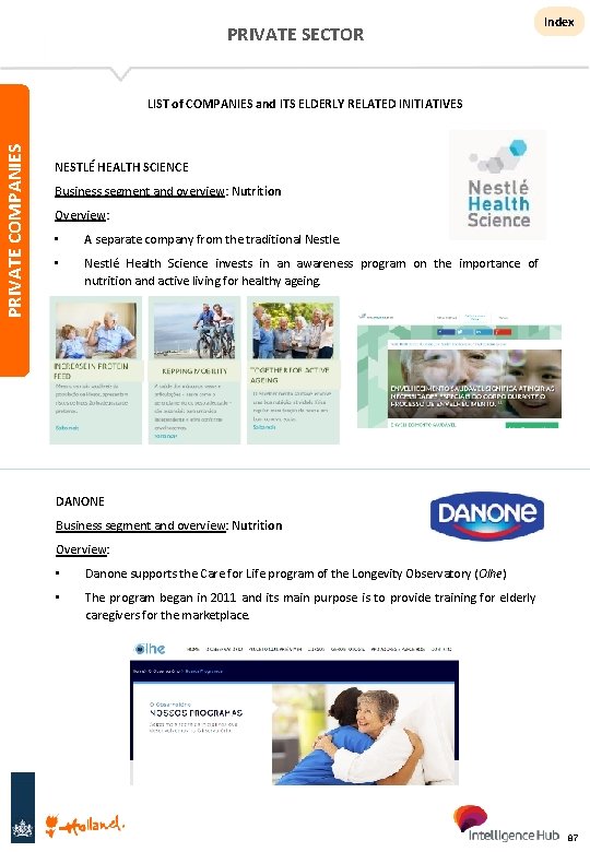 PRIVATE SECTOR Index PRIVATE COMPANIES LIST of COMPANIES and ITS ELDERLY RELATED INITIATIVES NESTLÉ