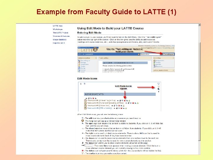 Example from Faculty Guide to LATTE (1) 
