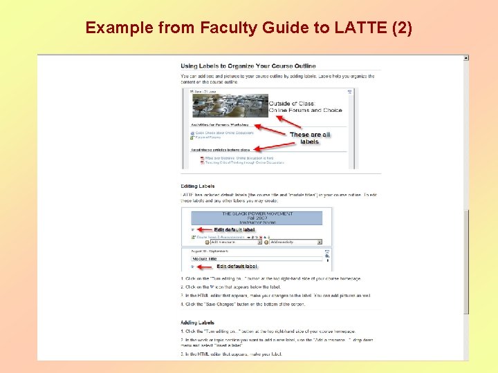 Example from Faculty Guide to LATTE (2) Example from Faculty Guide to LATTE (2)