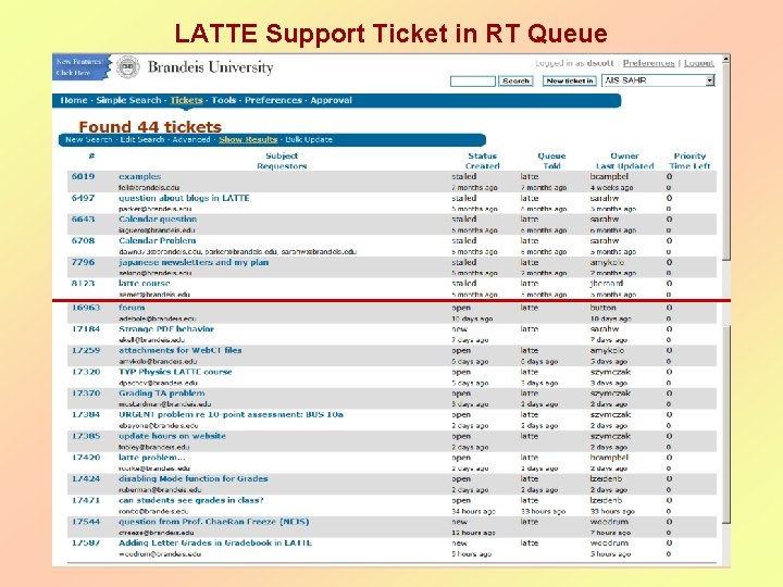 LATTE Support Ticket in RT Queue 