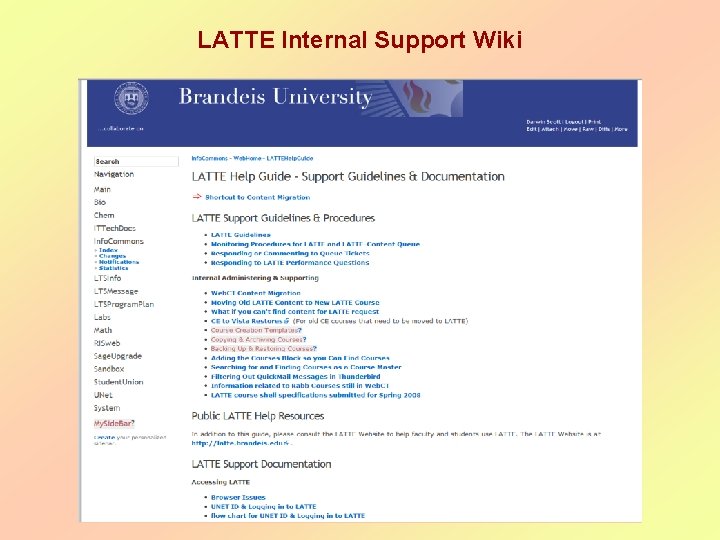 LATTE Internal Support Wiki 