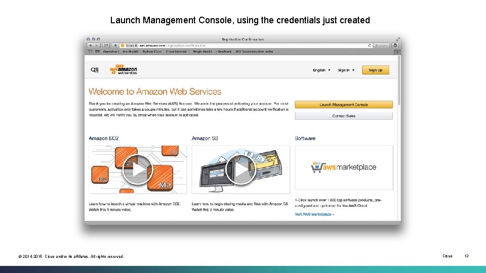 Launch Management Console, using the credentials just created © 2014 -2015 Cisco and/or its