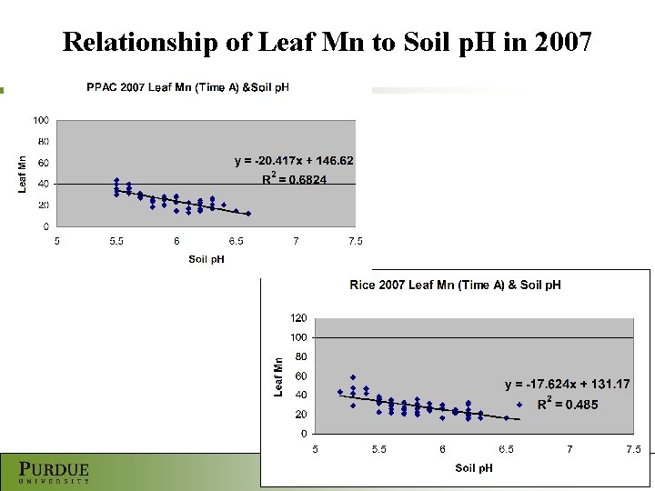 Relationship of Leaf Mn to Soil p. H in 2007 