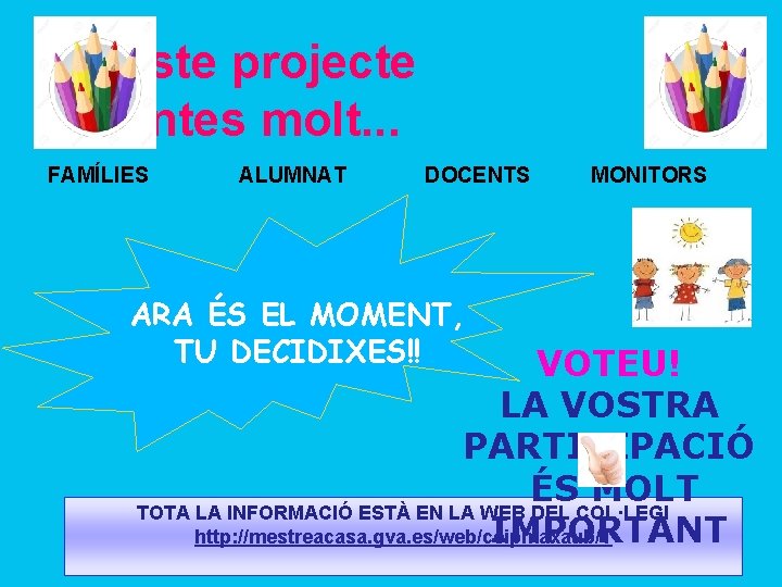 En este projecte tu pintes molt. . . FAMÍLIES ALUMNAT DOCENTS ARA ÉS EL