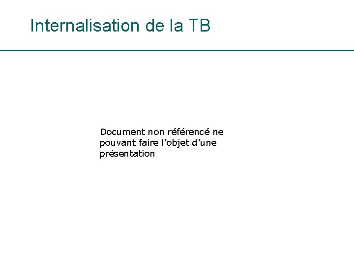 Internalisation de la TB Document non référencé ne pouvant faire l’objet d’une présentation 