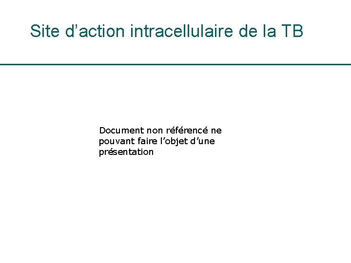 Site d’action intracellulaire de la TB Document non référencé ne pouvant faire l’objet d’une