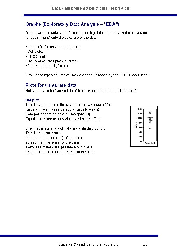 Data, data presentation & data description Graphs (Exploratory Data Analysis – "EDA") Graphs are