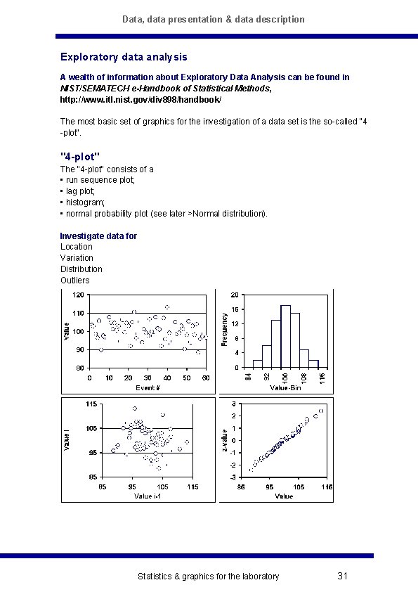 Data, data presentation & data description Exploratory data analysis A wealth of information about