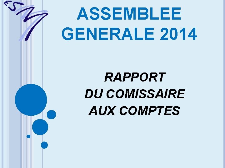 ASSEMBLEE GENERALE 2014 RAPPORT DU COMISSAIRE AUX COMPTES 