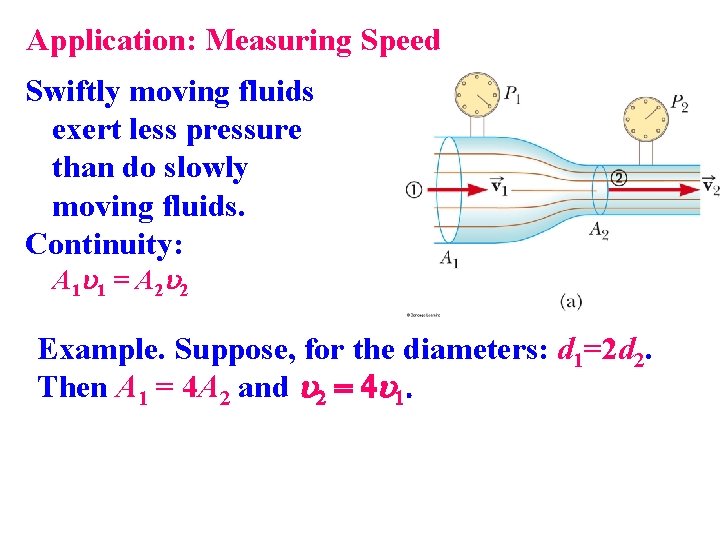 Application: Measuring Speed Swiftly moving fluids exert less pressure than do slowly moving fluids.
