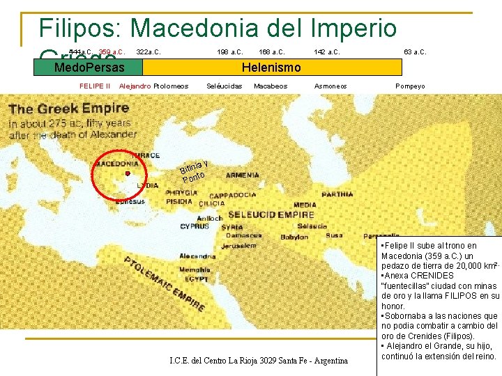 Filipos: Macedonia del Imperio Griego Medo. Persas Helenismo 444 a. C. 359 a. C.