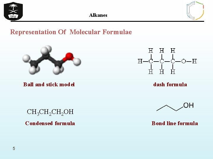 Alkanes Representation Of Molecular Formulae Ball and stick model dash formula CH 3 CH