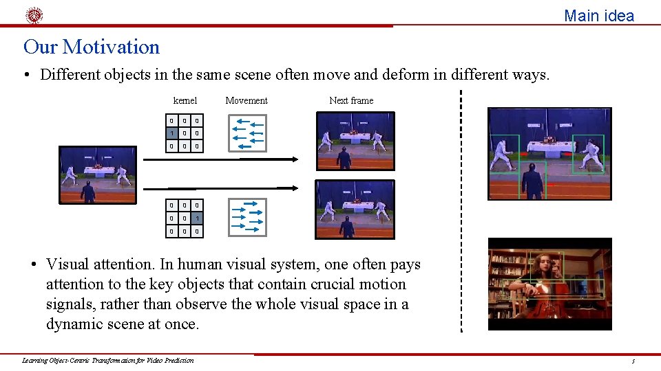 Main idea Our Motivation • Different objects in the same scene often move and