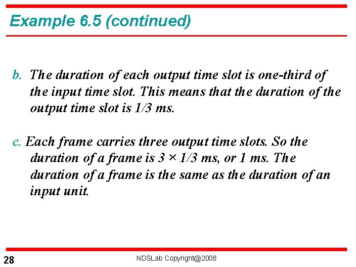 Example 6. 5 (continued) b. The duration of each output time slot is one-third