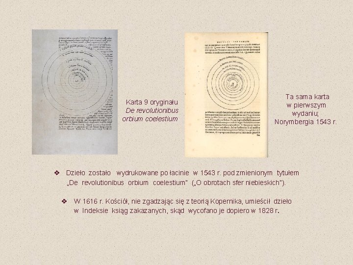 Karta 9 oryginału De revolutionibus orbium coelestium Ta sama karta w pierwszym wydaniu; Norymbergia