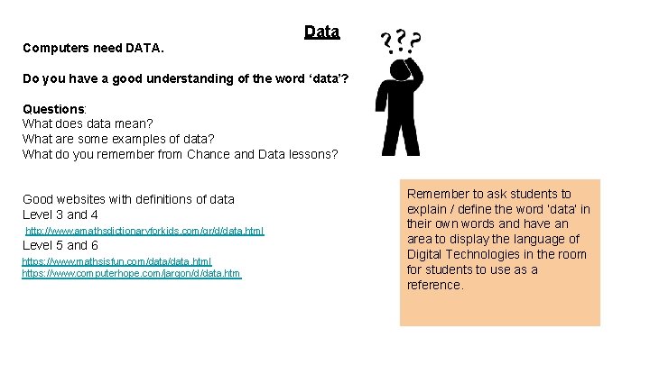 Data Computers need DATA. Do you have a good understanding of the word ‘data’?