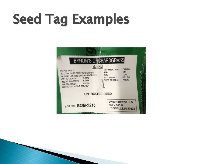 Seed Tag Examples 