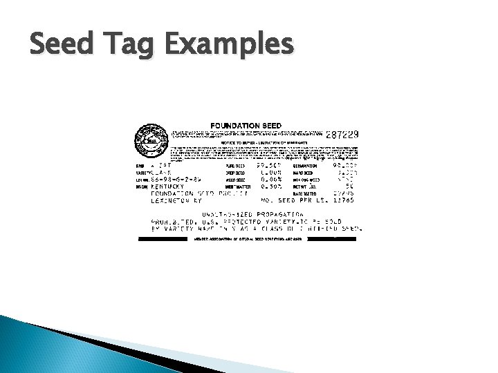 Seed Tag Examples 