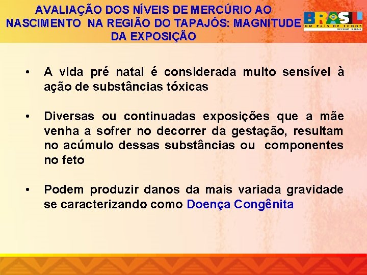 AVALIAÇÃO DOS NÍVEIS DE MERCÚRIO AO NASCIMENTO NA REGIÃO DO TAPAJÓS: MAGNITUDE DA EXPOSIÇÃO