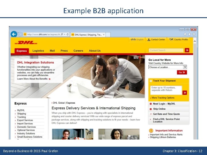 Example B 2 B application Beyond e-Business © 2015 Paul Grefen Chapter 3: Classification