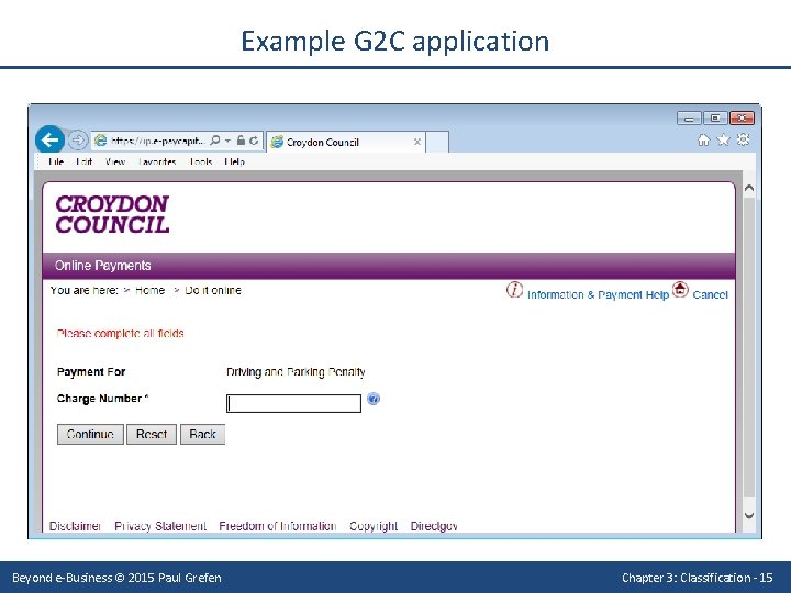 Example G 2 C application Beyond e-Business © 2015 Paul Grefen Chapter 3: Classification