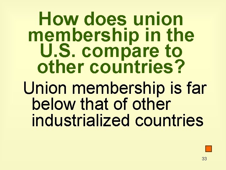 How does union membership in the U. S. compare to other countries? Union membership