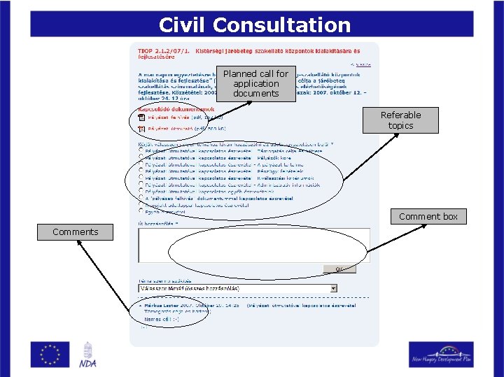 Civil Consultation Subtitle… Planned call for application documents Special topics Referable topics Advanced registration