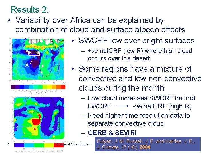 Results 2. • Variability over Africa can be explained by combination of cloud and Results 2. • Variability over Africa can be explained by combination of cloud and