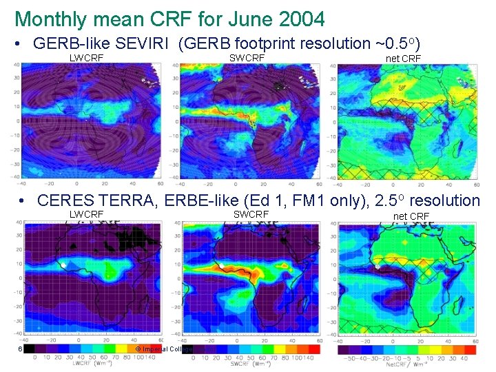 Monthly mean CRF for June 2004 • GERB-like SEVIRI (GERB footprint resolution ~0. 5 Monthly mean CRF for June 2004 • GERB-like SEVIRI (GERB footprint resolution ~0. 5