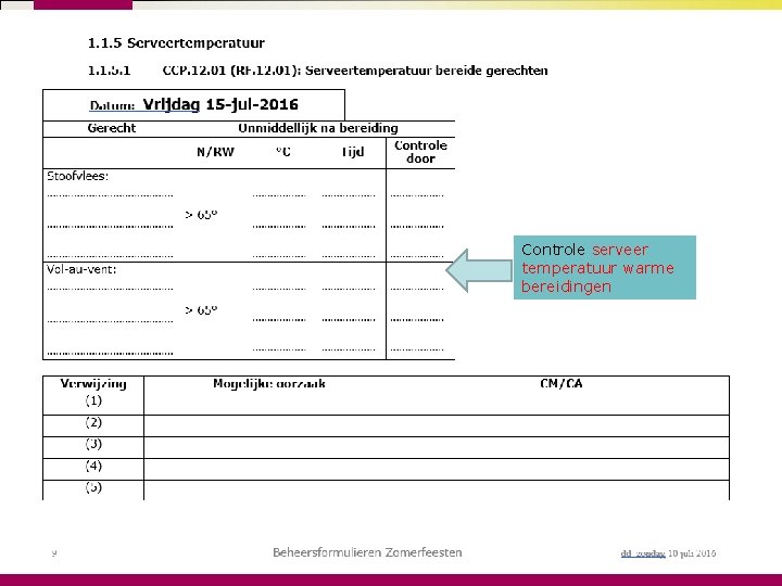 Controle serveer temperatuur warme bereidingen 51 