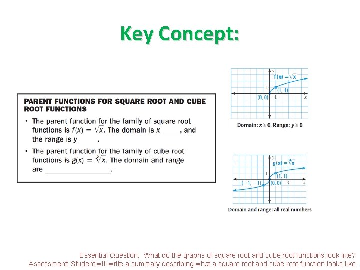 Key Concept: Essential Question: What do the graphs of square root and cube root