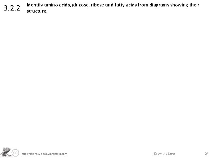3. 2. 2 Identify amino acids, glucose, ribose and fatty acids from diagrams showing