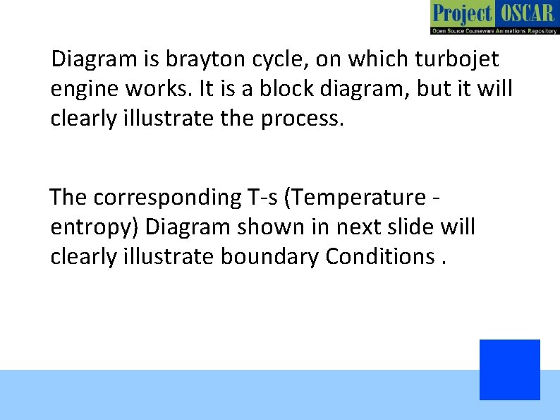 Diagram is brayton cycle, on which turbojet engine works. It is a block diagram,