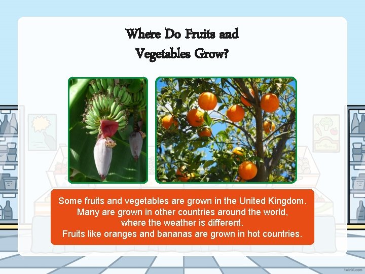 Where Do Fruits and Vegetables Grow? Some fruits and vegetables are grown in the