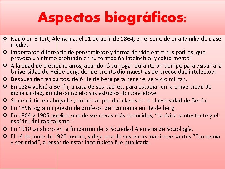 Aspectos biográficos: v Nació en Erfurt, Alemania, el 21 de abril de 1864, en