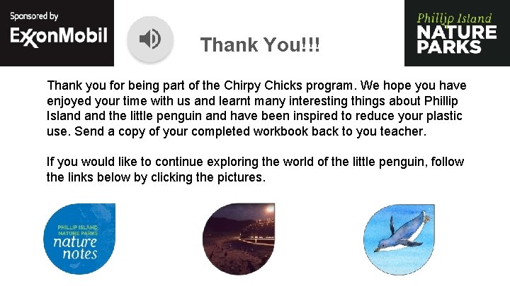 Thank You!!! Thank you for being part of the Chirpy Chicks program. We hope Thank You!!! Thank you for being part of the Chirpy Chicks program. We hope