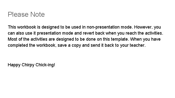 Please Note This workbook is designed to be used in non-presentation mode. However, you