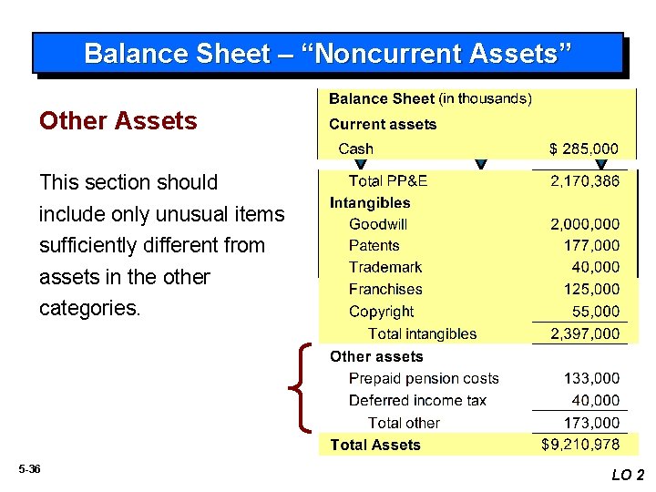 Balance Sheet – “Noncurrent Assets” Other Assets This section should include only unusual items